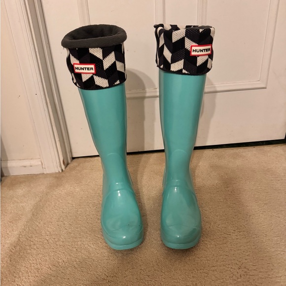 Mint/Tiffany Blue Hunter Rain Boots - Picture 5 of 9